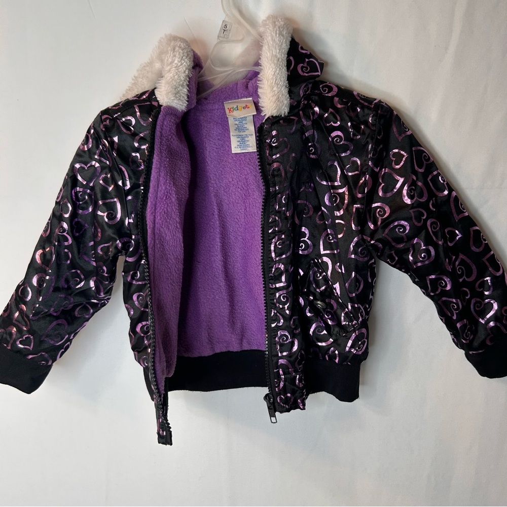 Kidgets Black Purple Kids Baby’s Heart Hoodie Jacket Size 24 Months